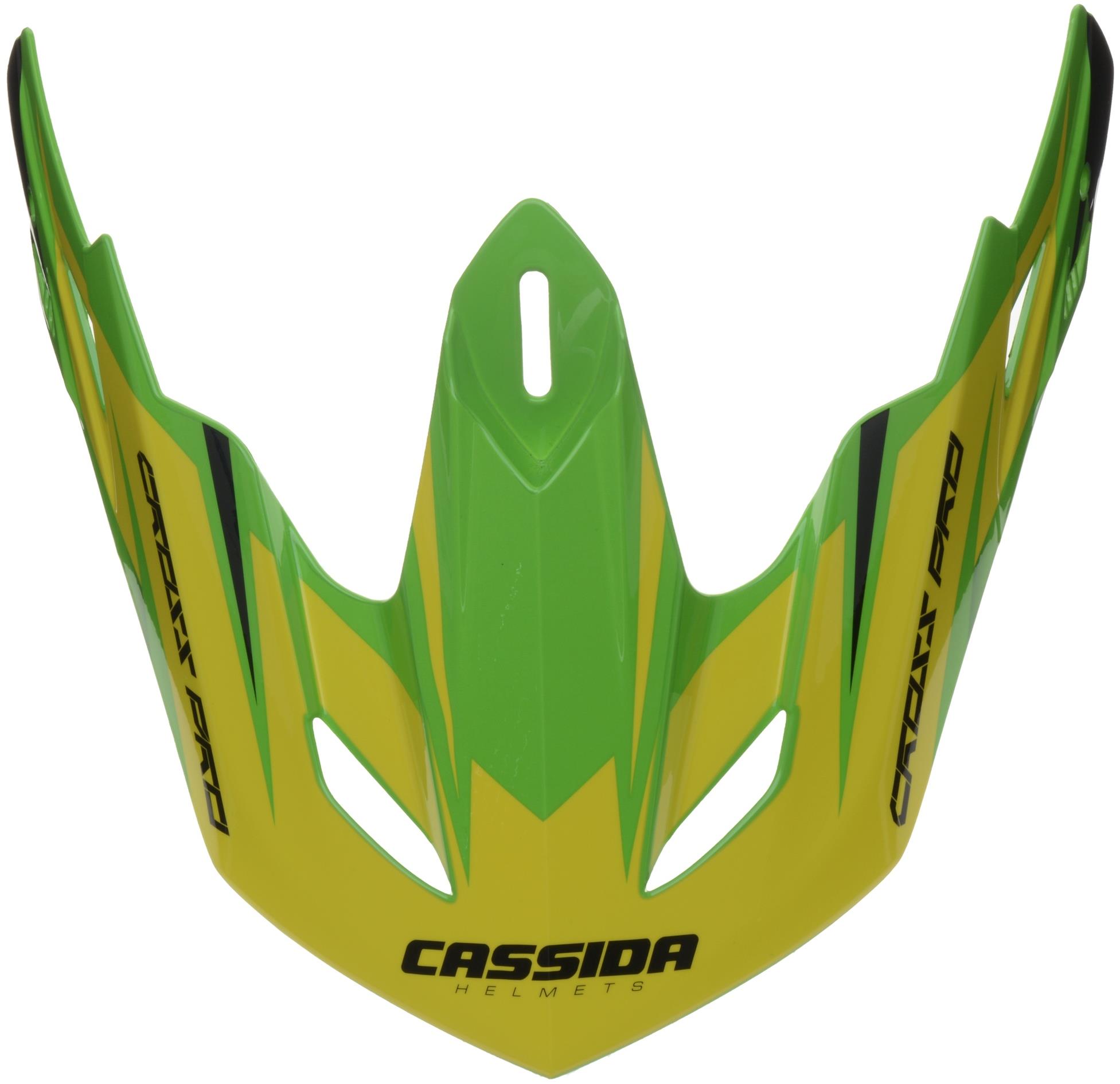 CASSIDA šilt pre prilby Cross Pro, zelená/žltá fluo/čierna, sériová dĺžka šiltu