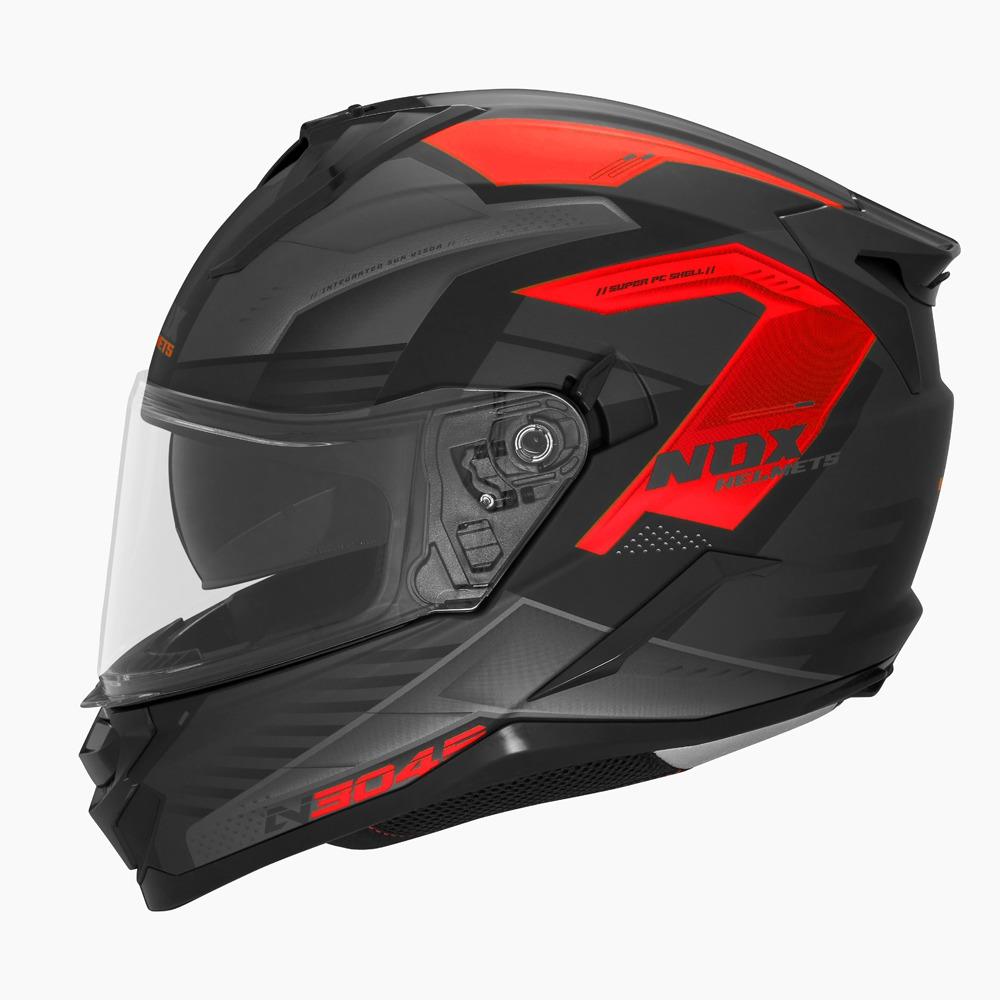 NOX N304S Carver 2024, čierna matná, červená, veľkosť M