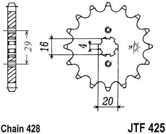 JT reťazové koliesko JTF 425-14 14 zubov, 428
