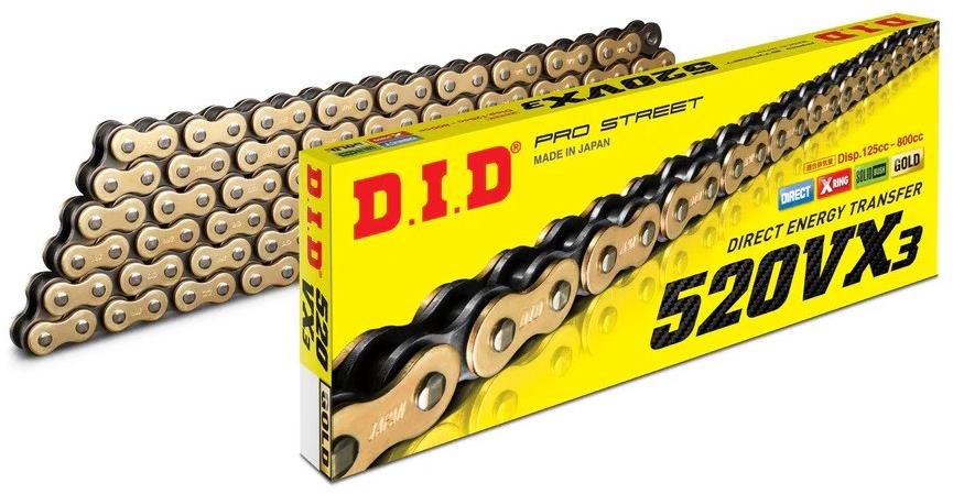 D.I.D Chain VX séria X-krúžková reťaz 520VX3 118 L zlatá/čierna