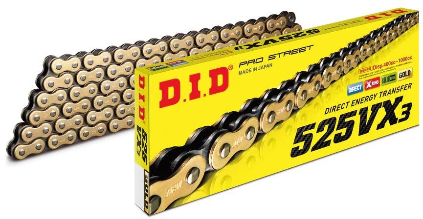D.I.D Chain VX séria X-krúžková reťaz 525VX3 108 L zlatá/čierna