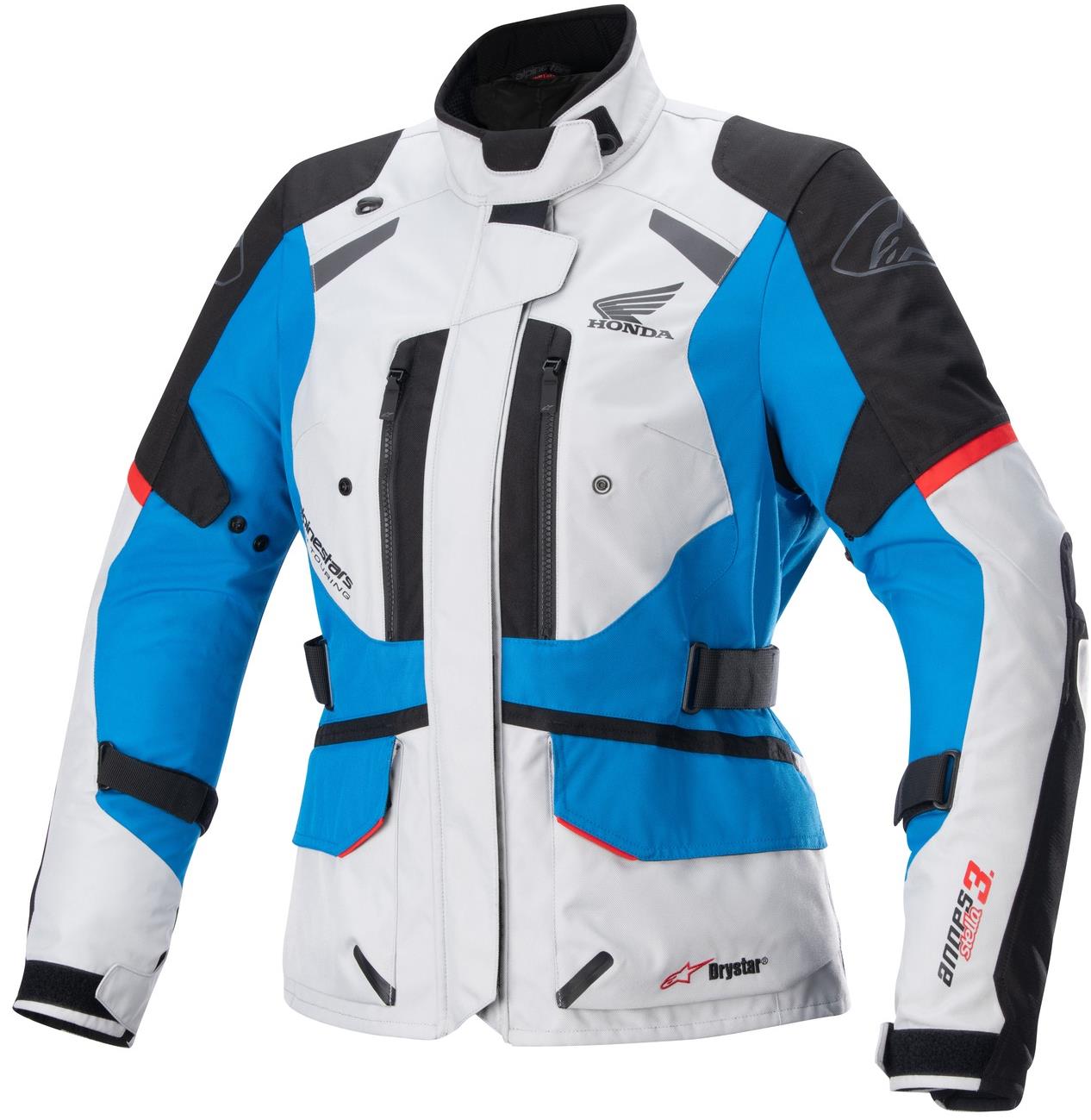 ALPINESTAR STELLA ANDES DRYSTAR HONDA kolekcia, TECH-AIR 5 kompatibilná S, dámska, svetlosivá/čierna/modrá/červená, veľkosť S