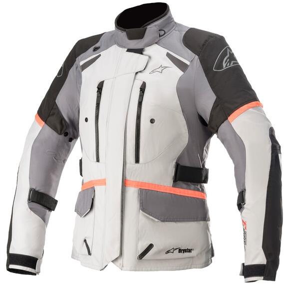 ALPINESTAR STELLA ANDES DRYSTAR, TECH-AIR 5 kompatibilná S, dámska, svetlosivá/tmavosivá/čierna/ružová fluo, veľkosť L
