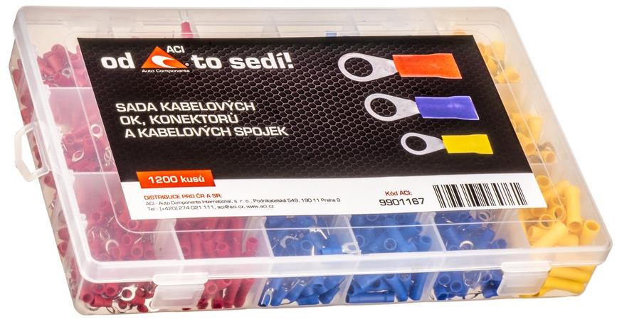 ACI sada izolovaných krimpovacích káblových ôk, konektorov faston, vidličiek, a káblových spojok (12