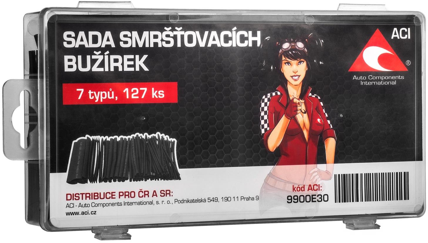 ACI sada zmršťovacích bužírok 127 ks (čierna), max. 125 °C, max. 600 V