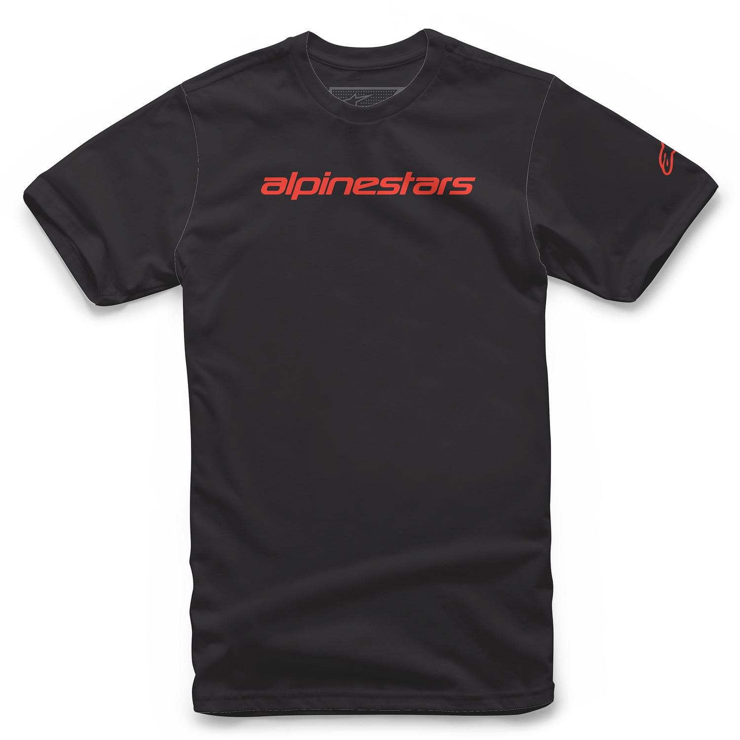 ALPINESTARS tričko LINEAR WORDMARK TEE, čierne/červené fluo, veľ. S