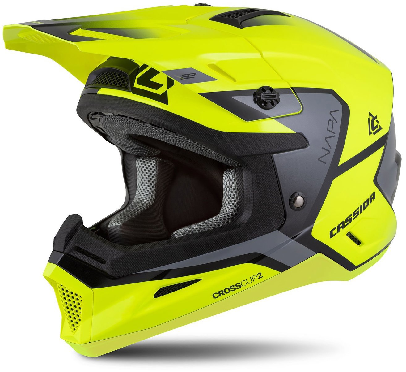 CASSIDA prilba Cross Cup 2 Napa žltá fluo/čierna/sivá perleť 2025, veľkosť XS