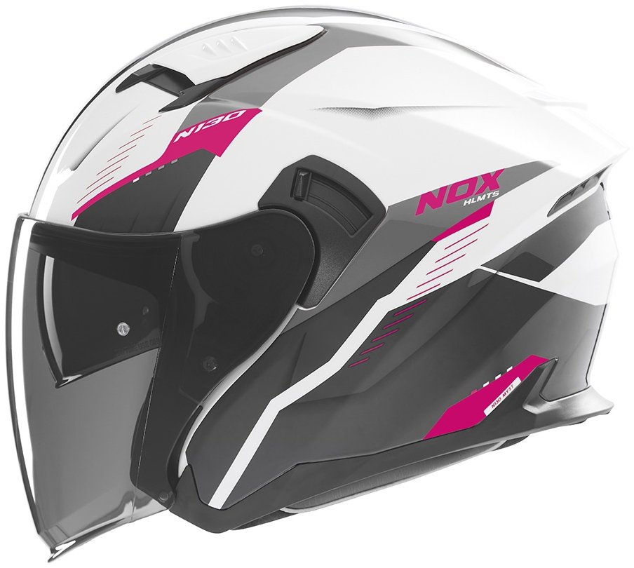 NOX prilba N130 Myst 2025 biela, čierna, ružová, veľ. L