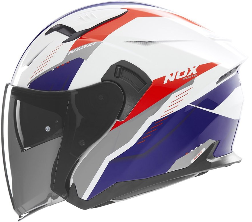 NOX prilba N130 Myst 2025 biela, modrá, červená, veľ. S