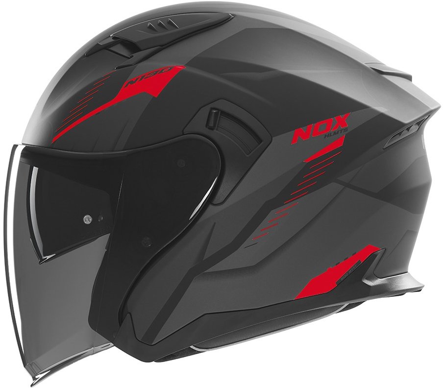 NOX prilba N130 Myst 2025 čierna matná, červená, veľ. S