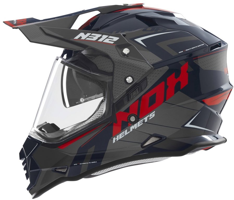 NOX prilba N312 Vapor 2025 čierna, modrá, červená, veľ. XS