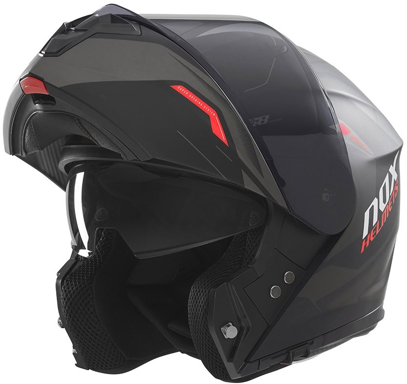 NOX prilba N968 Ultra 2025 čierna matná, červená, veľ. XS