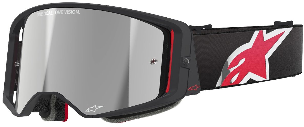 ALPINESTARS okuliare SUPERTECH CORP 2025, čierna/červená, zrkadlové strieborné plexi