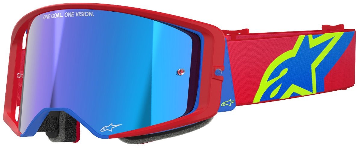 ALPINESTARS okuliare SUPERTECH CORP 2025, červená/modrá, zrkadlové strieborné plexi