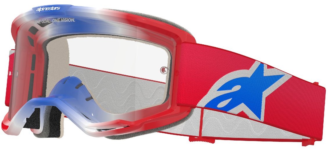 ALPINESTARS okuliare VISION 5 CORP 2025, červená/biela/modrá, číre plexi