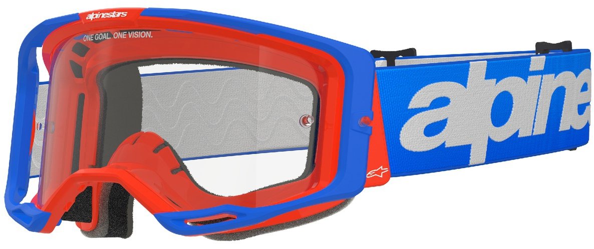ALPINESTARS okuliare VISION 8 WORDMARK 2025, modrá/oranžová, číre plexi
