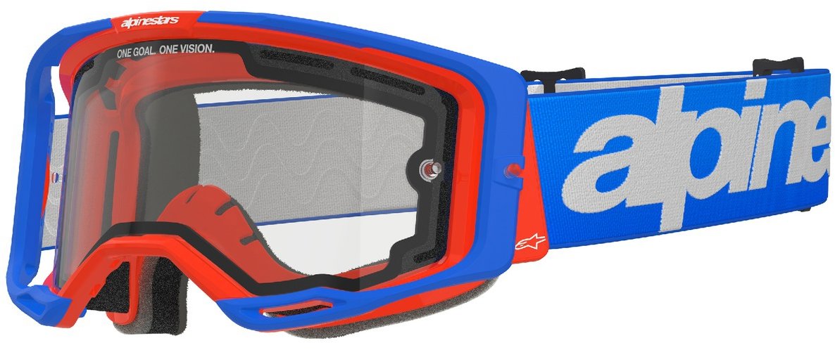 ALPINESTARS okuliare VISION 8 WORDMARK 2025, modrá/oranžová, dvojité antifog číre plexi