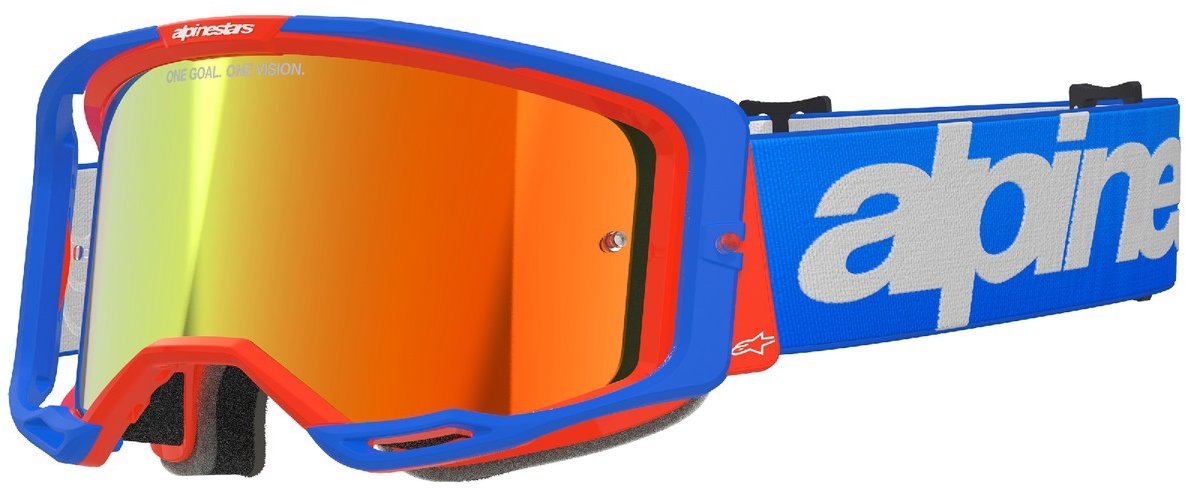 ALPINESTARS okuliare VISION 8 WORDMARK 2025, modrá/oranžová, zrkadlové červené plexi