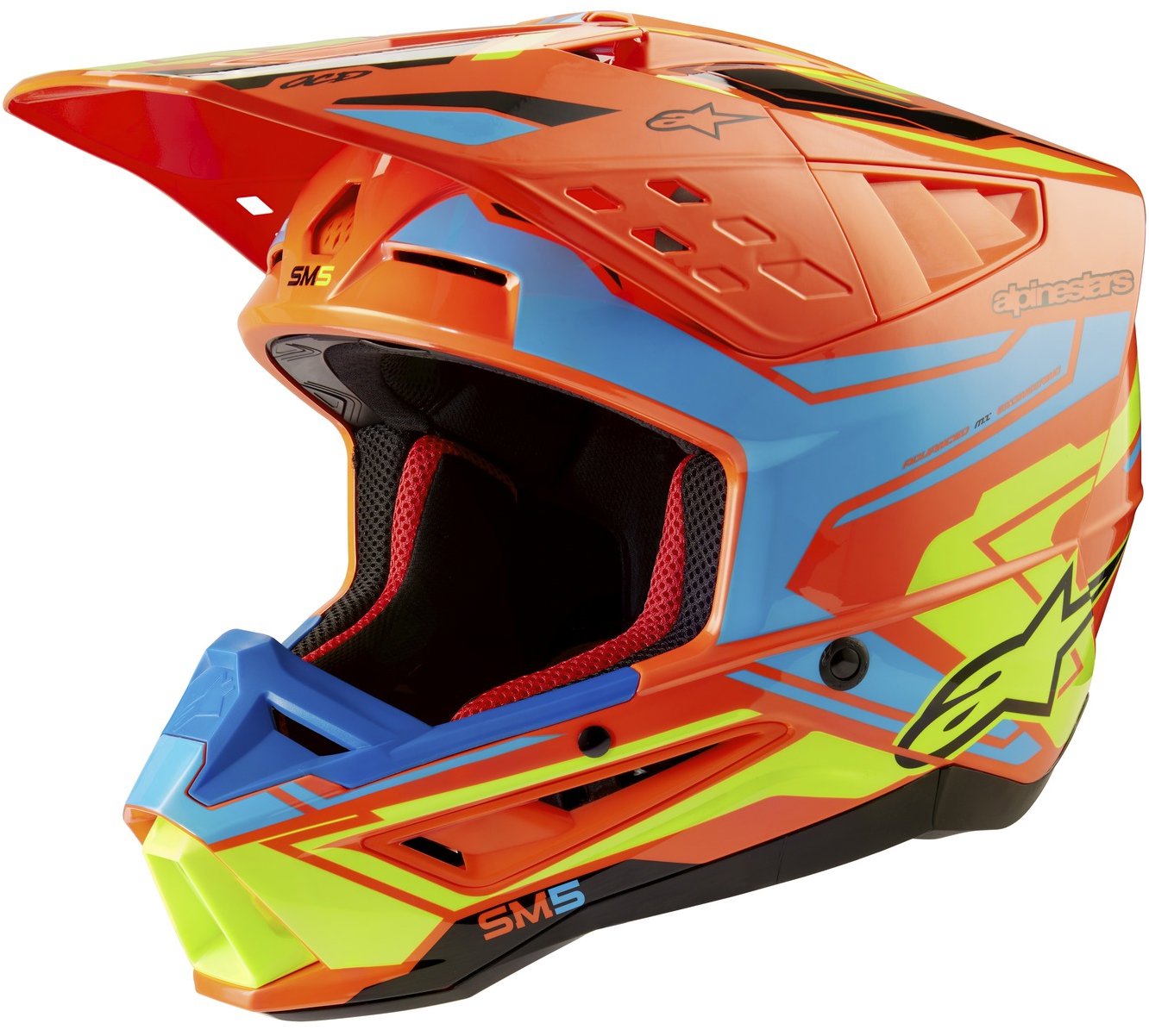 ALPINESTARS prilba S-M5 ACTION 2, 2025, oranžová fluo/svetlo modrá/žltá fluo, veľ. L