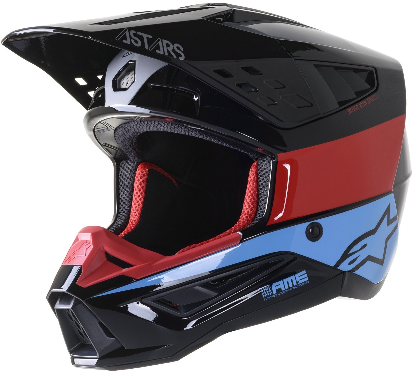 ALPINESTARS prilba S-M5 BOND, 2023, čierna/červená/azúrová lesklá, veľ. XL