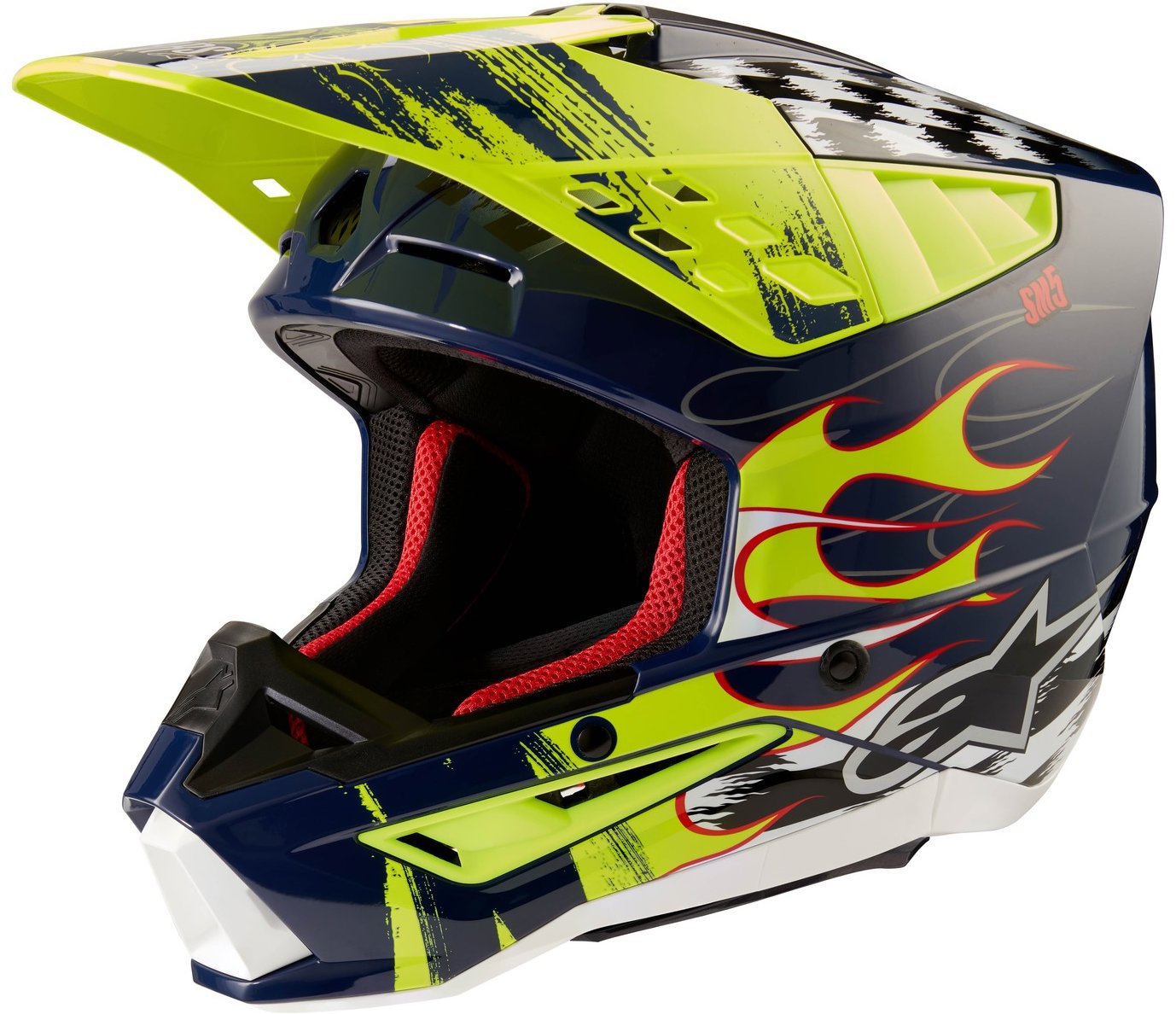 ALPINESTARS prilba S-M5 RASH, 2025, tmavo modrá/žltá fluo, veľ. L