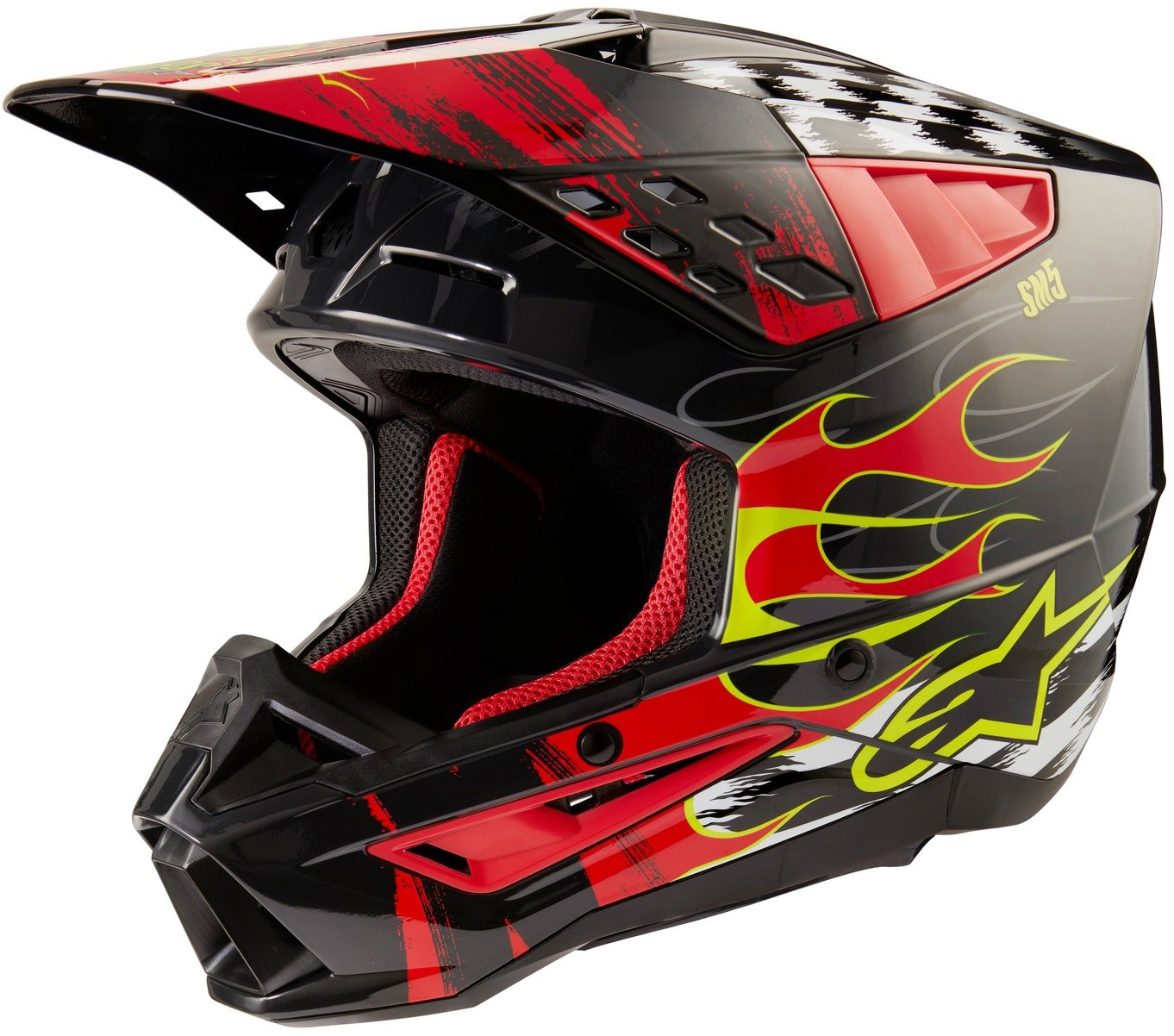 ALPINESTARS prilba S-M5 RASH, 2025, tmavo sivá/červená fluo, veľ. L