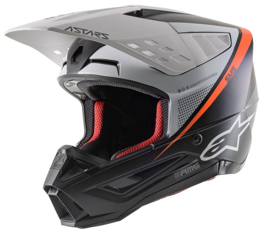 ALPINESTARS prilba S-M5 RAYON, 2023, čierna/biela/oranžová fluo/matná, veľ. 2 XL