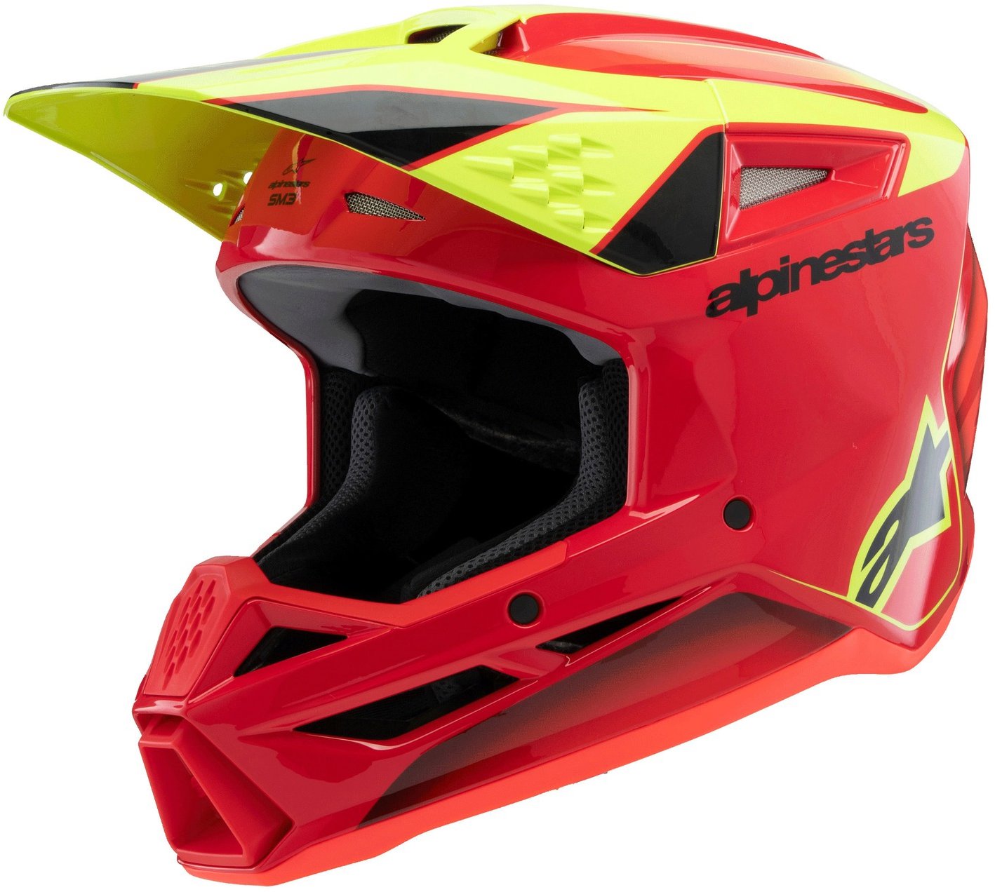 ALPINESTARS prilba S-M3 FRAY, detská 2025, červená/žltá fluo/čierna, veľ. L