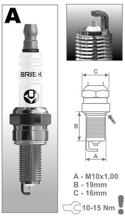 BRISK zapaľovacia sviečka AR14YS rad Silver Racing
