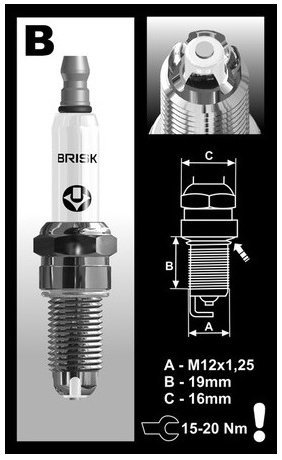 BRISK zapaľovacia sviečka BOR12LGS rad PREMIUM LGS RACING