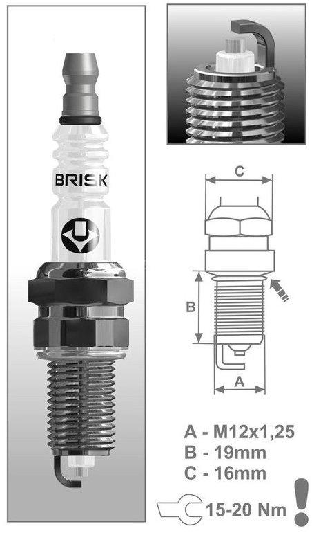 BRISK zapaľovacia sviečka BR12YS-9 rad Silver