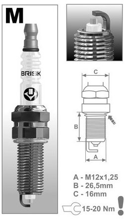 BRISK zapaľovacia sviečka MR12YS-9 rad Silver Racing