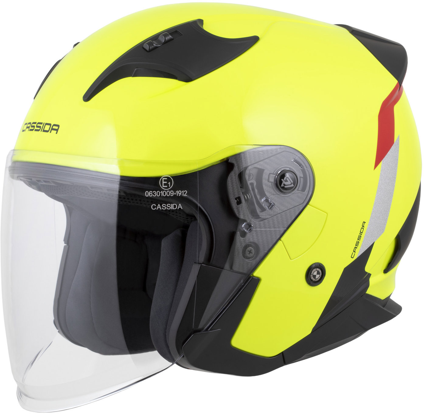 CASSIDA prilba Reflex 2.0 Safety 2026, žltá fluo/červená/sivá/strieborná reflexná, veľkosť S