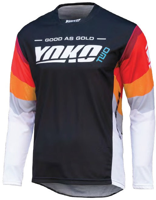 YOKO Motokrosový dres TWO, čierno/bielo/červený, veľ. L