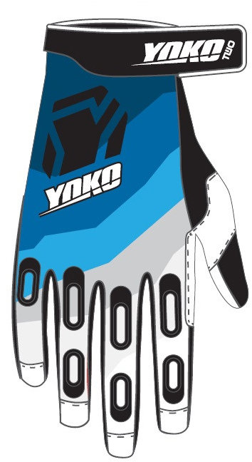 YOKO Motokrosové rukavice TWO, čierno/bielo/modré, veľkosť M (8)
