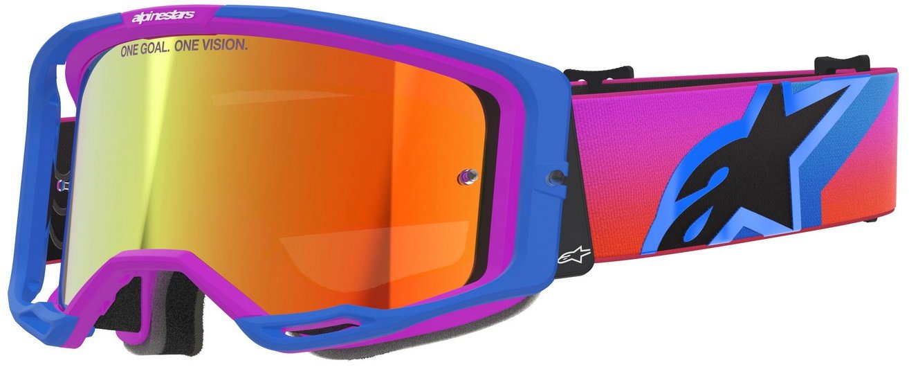 ALPINESTARS okuliare Vision 8 Corp 2026, modré/fialové/oranžové, zrkadlové červené plexi