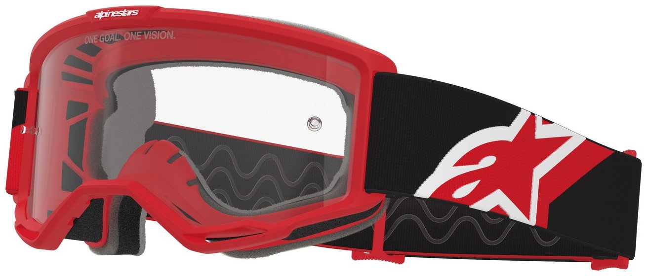 ALPINESTARS okuliare Vision OTG 2026, červené/čierne/biele, číre plexi