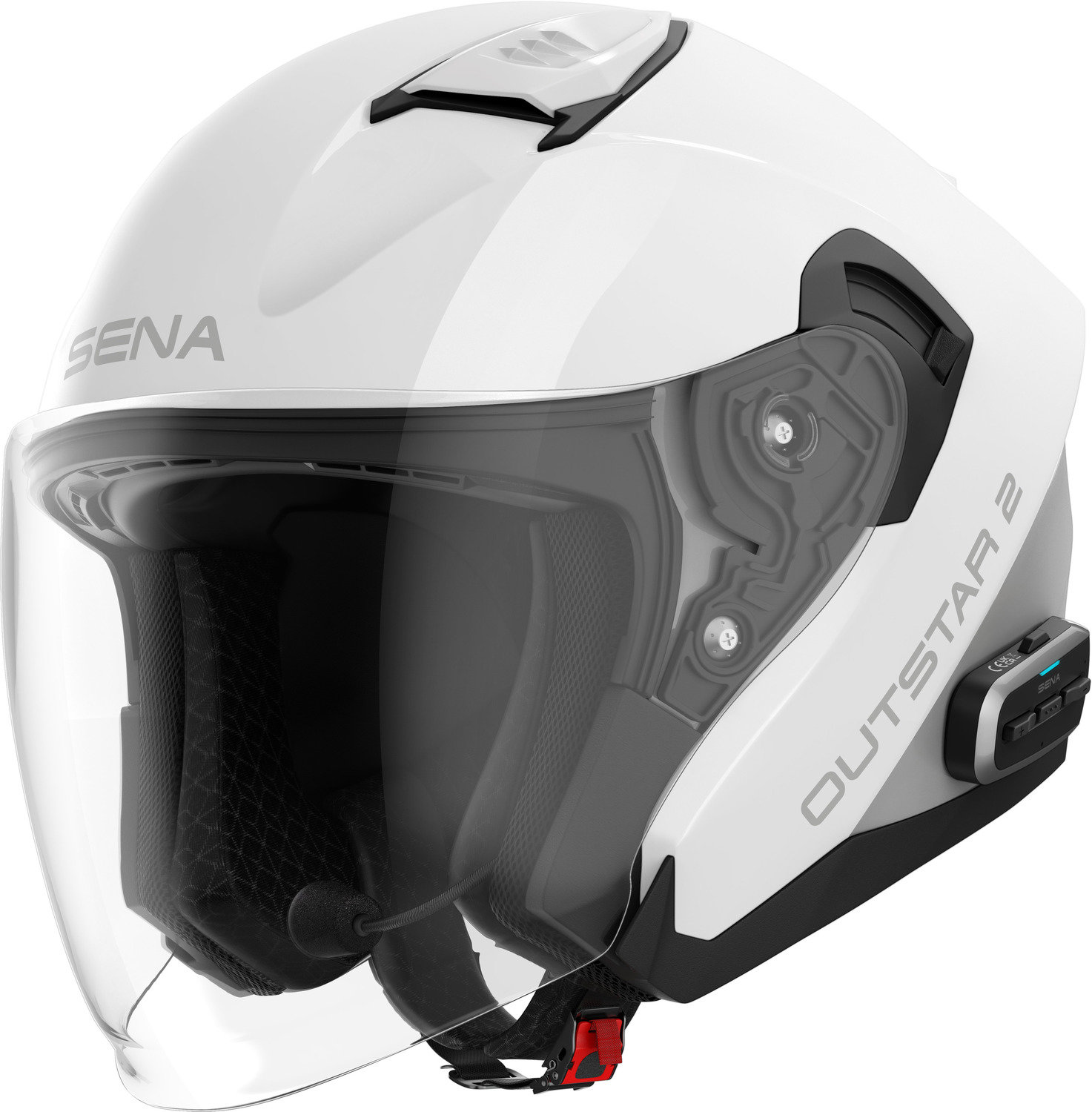 SENA Mesh prilba s headsetom Outstar 2, lesklá biela, veľkosť 2XL