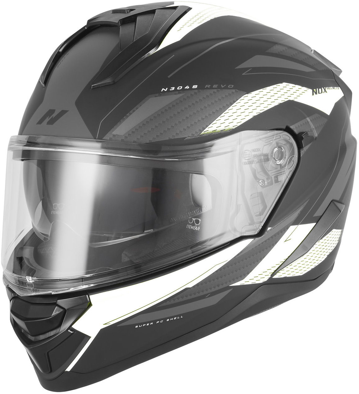 NOX prilba N304-S REVO 2026, čierna matná, biela, veľ. 2XL