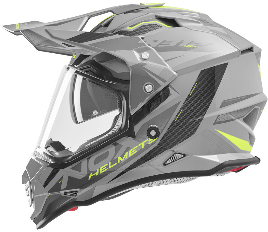 NOX prilba N312 TRACK 2026, sivá, žltá fluo, veľ. XS