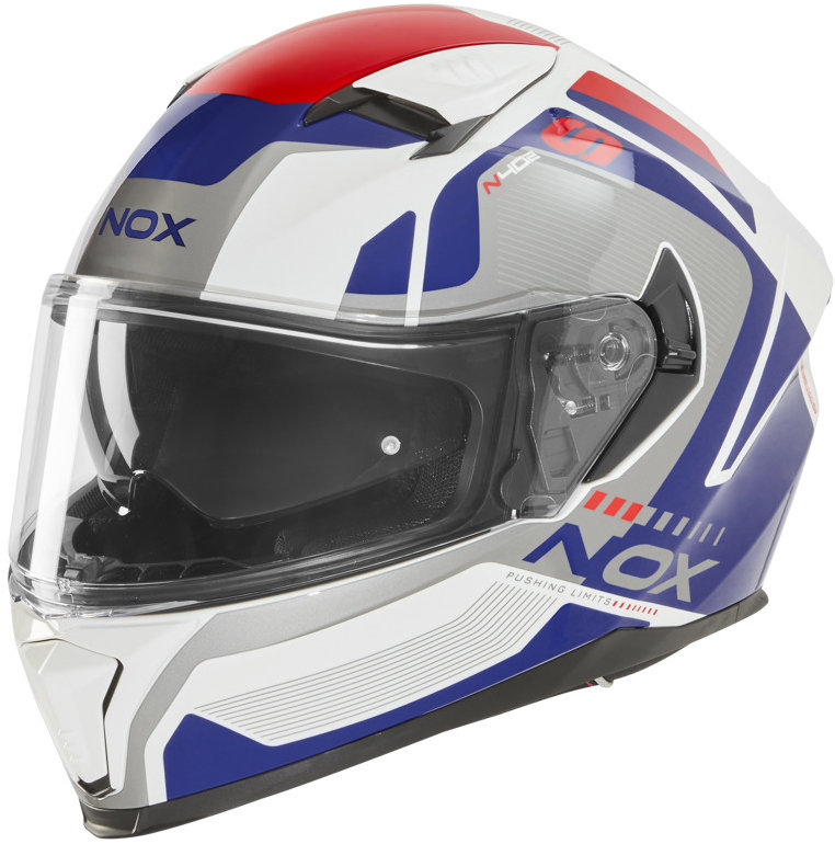 NOX prilba N402 MENTOR 2026, biela, modrá, červená, veľ. S