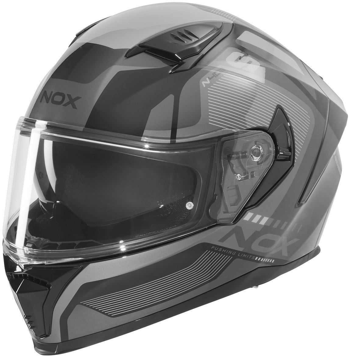 NOX prilba N402 MENTOR 2026, čierna, strieborná, veľ. XL