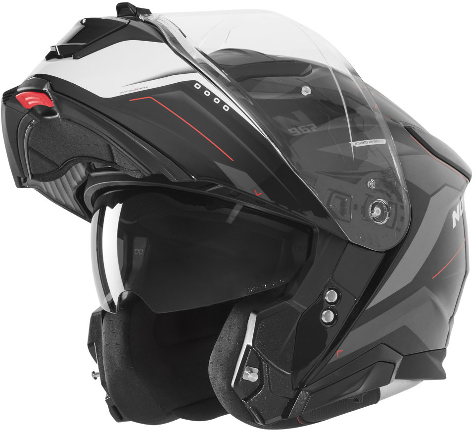 NOX prilba N967 CONQUER 2026, čierna matná, biela, červená, veľ. XL