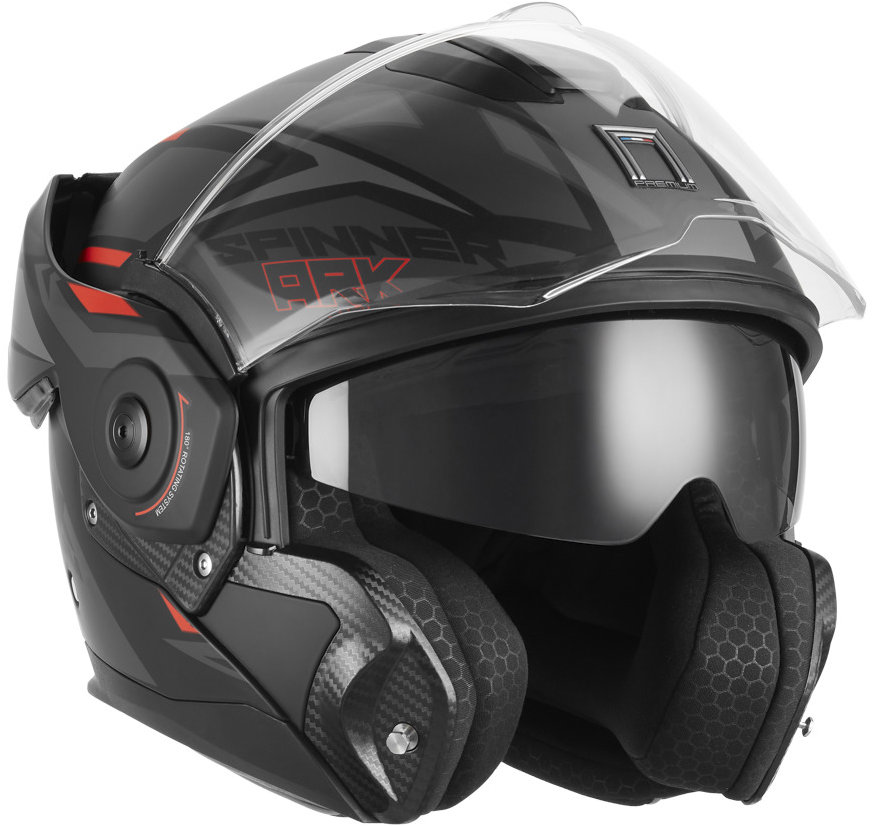 NOX PREMIUM prilba SPINNER ARK 2026, čierna matná, červená, veľ. 2XL