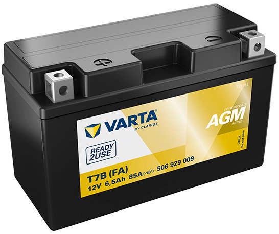 VARTA Powersports AGM Active T7B, 6.5 Ah, 12 V (YT7B-BS)