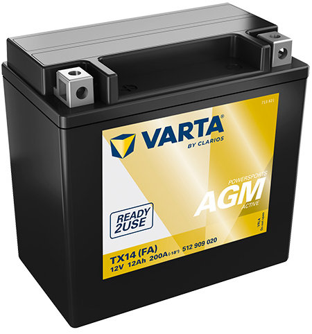 VARTA Powersports AGM Active TX14, 12 Ah, 12 V (YTX14-BS)