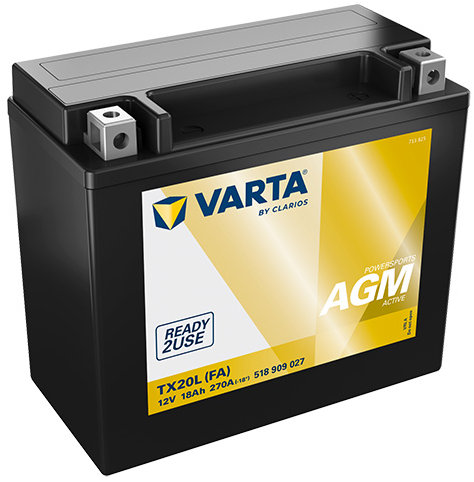 VARTA Powersports AGM Active TX20L, 18 Ah, 12 V (YTX20L-BS)