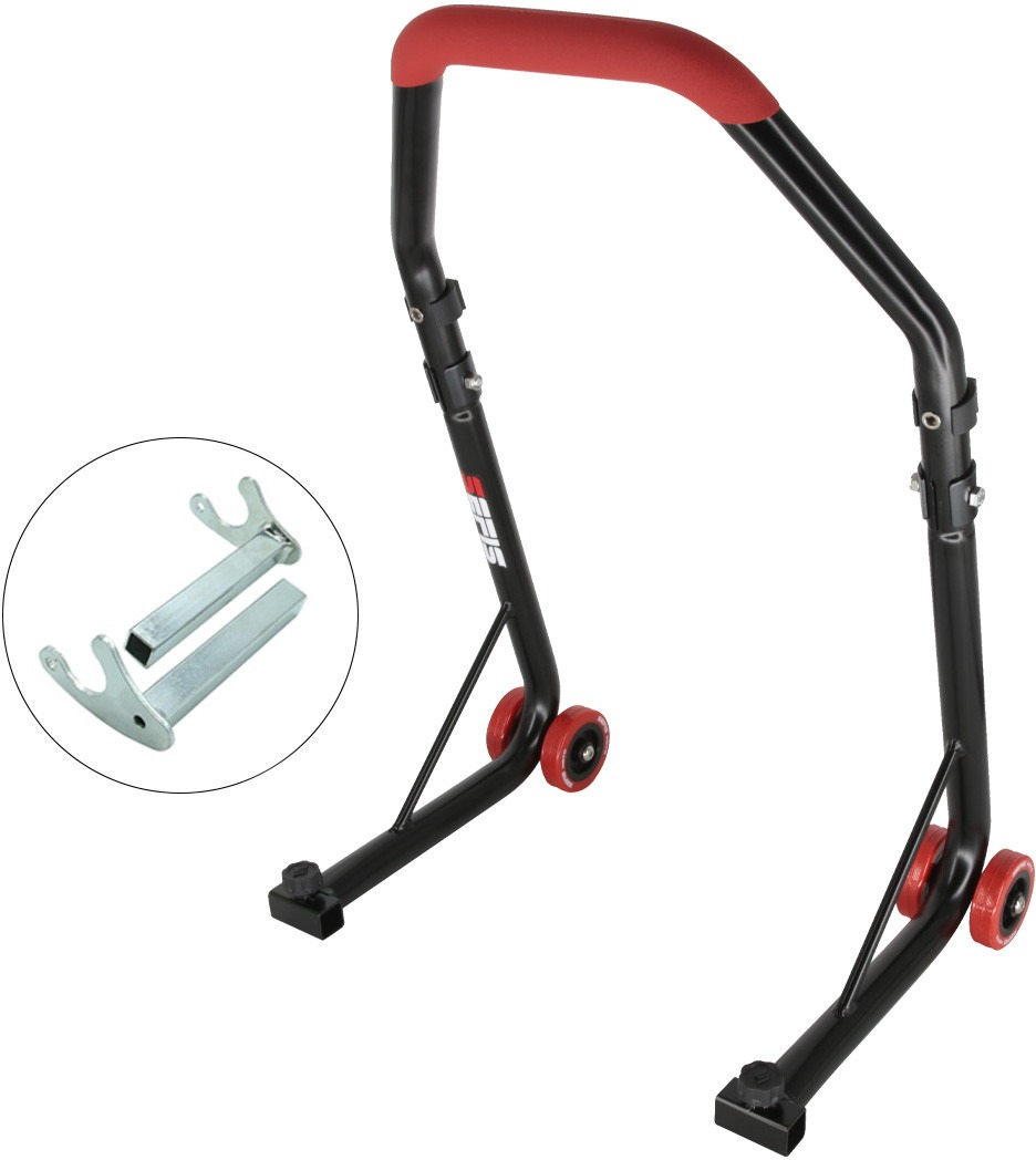 SEFIS D18 univerzálny zadný moto stojan – červený – hák