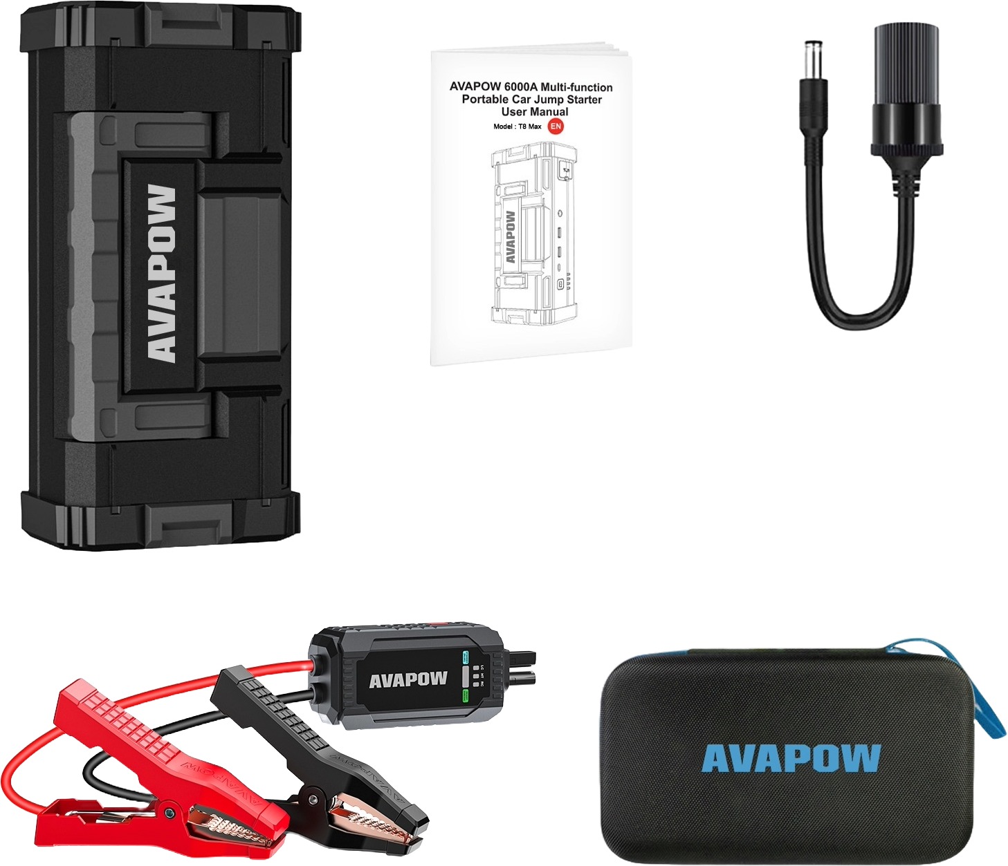 AVAPOW T8 Max 12 V jump starter 6000 A 24000 mAh