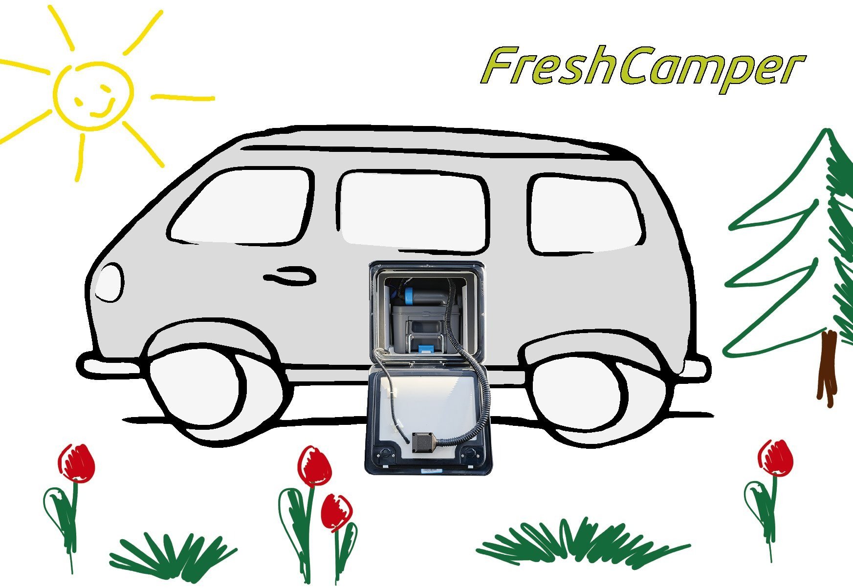 FreshCamper – Odsávač pachov z kazetových WC – sivý